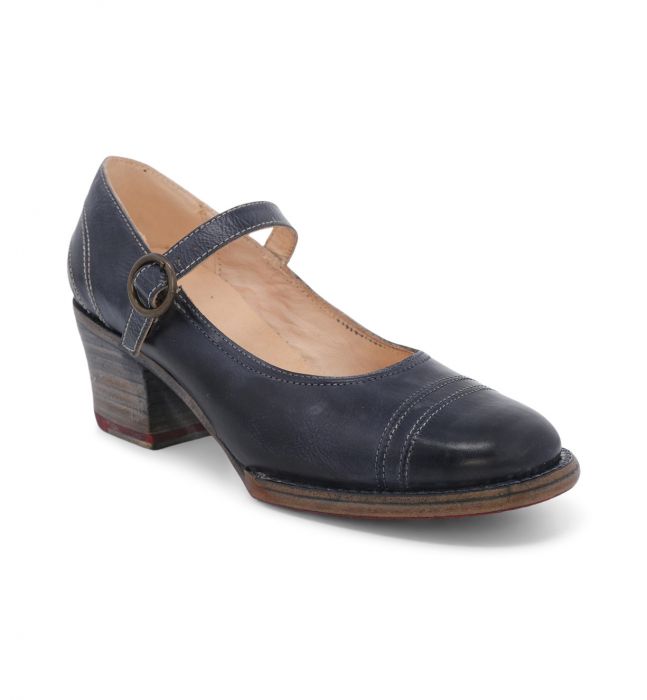 (image for) Twigley Navy Rustic Leather Shoes with Strap & Buckle